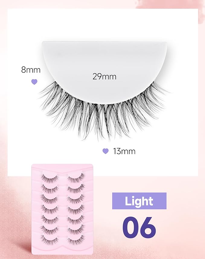 Wispy Lashes Natural Look Natural Eyelashes Fake Eyelashes False Eyelashes Strip Lashes Wispy Eyelashes Clear Band Lashes Light-06