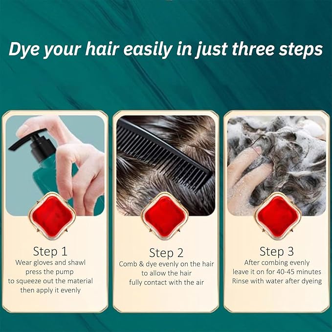 Mild Formula Long Lasting Hair Dye Set, Plant-Based Hair Color for Gray Coverage, Long-Lasting Shampoo, Single Agent Floral Dye (black, 2.33/ounce)