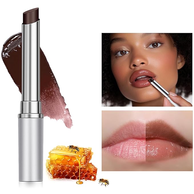 2PCS Hydrating Honey Lipstick，Sheer Tinted Lip Balm for All Skin Tones, Moisturizing Nourishing Formula with Natural Black Cherry Tint (Black + Pink)