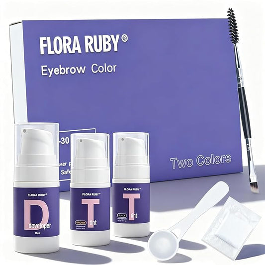 Lash Color Kit, Professional Black and Brown DIY Eyelash & Eyebrow Color Kit, Flawless Eyebrow Color Lasting for 4 Weeks with Natural Ingredients, Safe & Easy to Use with Mixing Brush & Mixing spoon