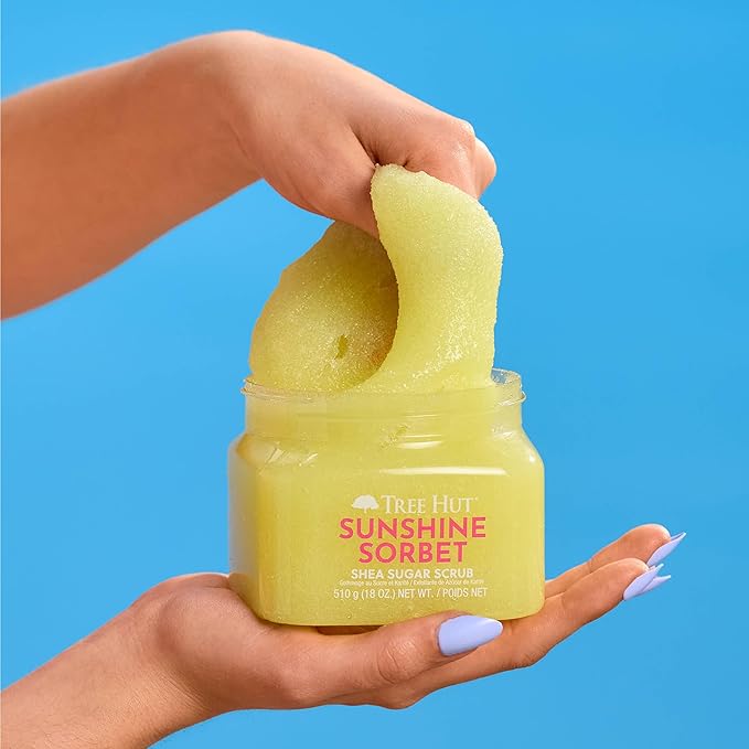 Tree Hut Sunshine Sorbet Shea Sugar Scrub, Exfoliating Body Scrub Removes Dead, Dry Skin for a Soft & Hydrated Feel, Nourishing Essential Body Care, 18 fl oz.