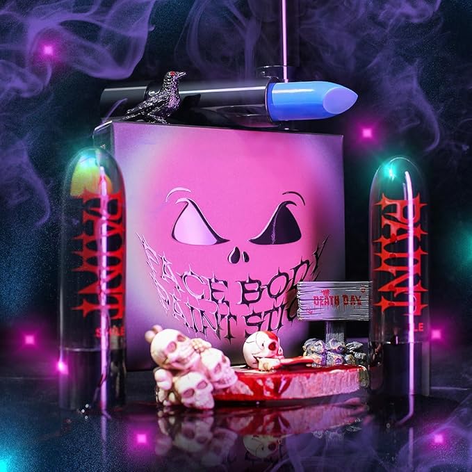 4 Colors Halloween Face Body Paint Matte Lipstick High Impact Lipcolor with Moisturizing Creamy Formula Long Lasting Waterproof Velvet Lip Stick for Sports Halloween Party Clown (Set A)