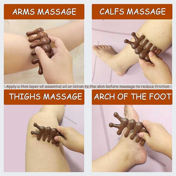 Wooden Scalp Massager for Scalp Gua sha, Massage Comb, Wooden Head Massager - Sandalwood
