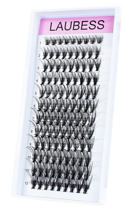 Lash Clusters LAUBESS Individual Lashes Waterproof Eyelash Clusters Mixed Tray Cluster Eyelash Extensions Soft Cluster Lashes for Beginners (20D-D-16)