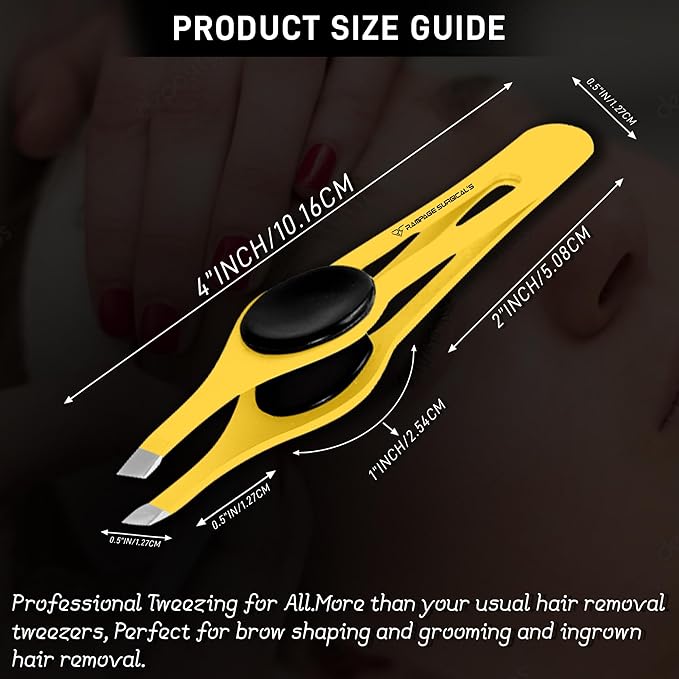 Professional Eyebrow Tweezers Slanted & Pointed Tip Stainless Steel 2,3xPcs Set, Non-Slip Grip Slant Tip Tweezers for Facial Hair, Plucking Removing Ingrown Hairs, Tweezer for Women Men