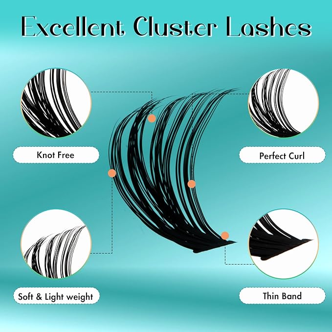 GEMERRY Lash Clusters 280pcs 60D DIY Eyelash Extension D Curl Individual Lash Cluster Natural Eyelash Extension Mixed Tray Reusable Handmade Home Application (60D-0.07D-10-18MIX)