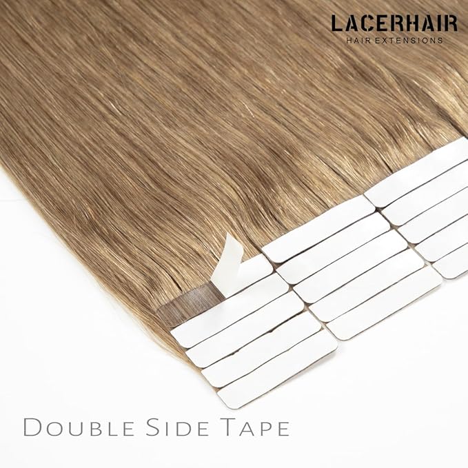 Lacer Tape In Hair Extensions Human Hair - Remy Human Hair Extensions Tape in for Women - 20 Pieces 50 Grams 10 Gold Brown, 22 Inch