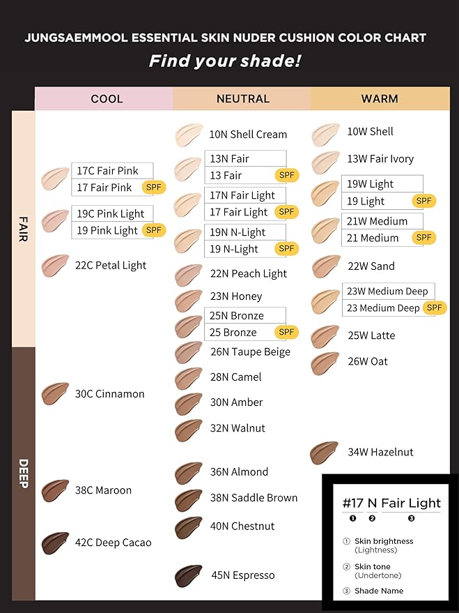 JUNG SAEM MOOL Essential Skin Nuder Cushion 13 Fair 0.49 Fl Oz (Refill Only, SPF 50 Broad Spectrum) | Natural Radiant Finish, Lightweight Hydration, Korean Cushion Foundation