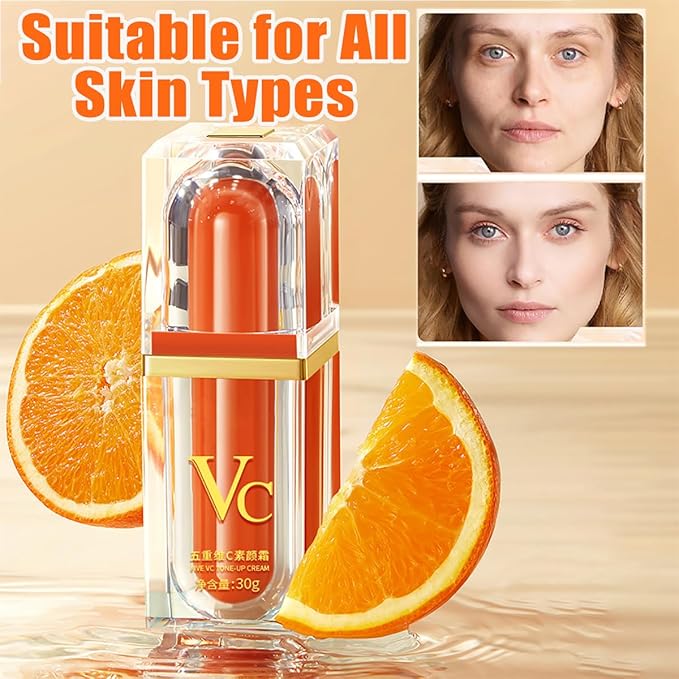 XIRUJNFD Swarous Vitamin C Makeup Tone Up Cream, Five Vitamin C Tone-Up Cream, Multi 4-In-1 Face, Concealer, Face Primer and Makeup (3)