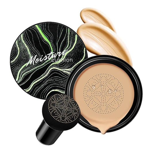 Mushroom Head Air Cushion CC Cream - BB Cream Face Makeup for Mature Skin, Moisturizing Cover Balm Foundation & Long-Lasting Color Correcting Concealer, Even Skin Tone for All Skin (Medium Brown)