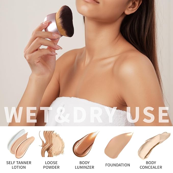 Extra Large Makeup Brush & Self Tanning Brush For Self Tanner，For Foundation，Arms And Legs makeup&Bronzer Blend, Body Makeup,Face&Back Makeup - Easy Use, Wet/Dry Use-Black