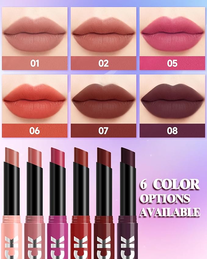 Matte Lipstick, Velvet Rose Nude Lip Stick Crayon Pencil, Waterproof Long Wear Lipstick 24 Hour High Pigmented, Smudge-proof Non-stick Hydrating Natural Lipgloss Christmas Makeup gift for Women-02