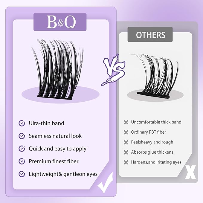 B&Q Wispy Lash Clusters Full B42,Eyelash Clusters 156PCS Comfortable band Cluster Eyelash Extensions,8-18mm Volume Individual Lashes Lightweight D Curl Lash Clusters Soft Eyelashes Natural Look(B42)