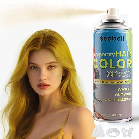 Blonde Hair Spray, Temporary Hair Color Spray for Women Men– Safe Non Sticky Washable One Day Hair Dye Spray, Disposable Accessories Included, for Halloween Cosplay Party DIY Costume Pet Fun
