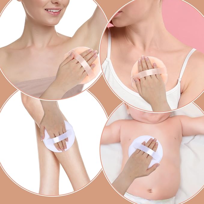 4 Pcs 5 Inch Pink Body Powder Puff Large Loose Talcum Powder Puff Pink Soft Air Cushion Makeup Blending Sponges for Liquid Cream Foundation Women Bath Body Makeup Face Round