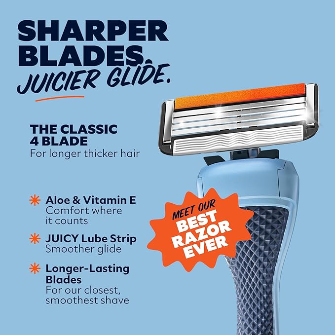 Dollar Shave Club | The Guest Pass Shave Set | 2 Swift Rinse Refill Cartridges, 1 Handle (Blue), 1 Razor Cover, Razors for Men