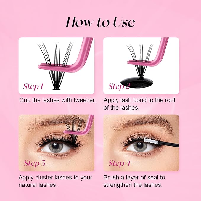Eyelash Extension Kit Lash Bond and Seal Lash Clusters with Eyelash Tweezer Lash Glue for Individual Lashes Lash Applicator Tool for DIY Lash Extension Kit Makeup (Set 20D-0.07D, 15-20mm)