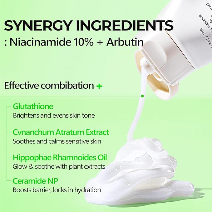 Niacinamide Arbutin Glow Boosting Cream 2.71 fl oz - Korean Skin Care for Long-Lasting Hydration & Smooth, Even Skin Tone with 10% Niacinamide & Arbutin, Deep Moisture Cream for Face