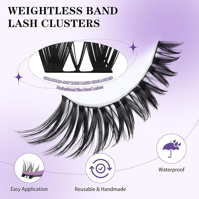 B&Q Wispy Lash Clusters Full B0X,Eyelash Clusters 156PCS Comfortable band Cluster Eyelash Extensions,8-18mm Volume Individual Lashes Lightweight D Curl Lash Clusters Soft Eyelashes Natural Look(B0X)