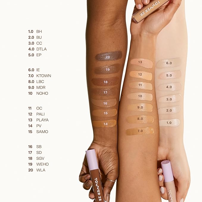Tower 28 Beauty Swipe Serum Concealer - Hydrating Buildable Medium-Coverage Concealer with Skincare Benefits for Sensitive Skin - Shade 9.0 MDR, Medium with Warm Undertones, 0.22 Fl Oz