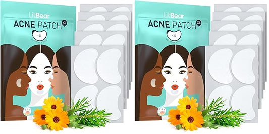 LitBear Acne Patches Large, Hydrocolloid Pimple Patches for Breakouts, Zit and Blemish, Large Acne Patches for Face, Chin, Back and Body with Tea Tree & Calendula Oil (Pack of 2)