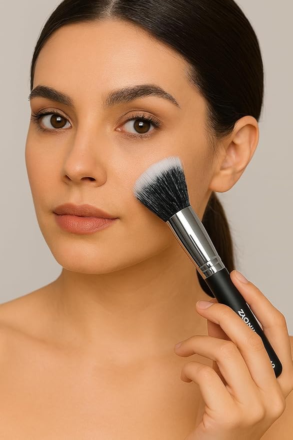 ZAQ Premium Duo Fiber Stippling Brush - The Ultimate Tool for Flawless Liquid Foundation Application, Blending, and Face Makeup