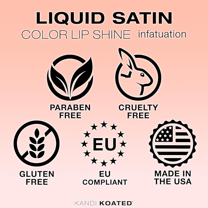 Kandi Koated Liquid Satin [Infatuation] Liquid Lip Color with High-Shine Finish | Rich Colors, Moisturizing Lip Shine, Paraben-Free, Cruelty-Free | Beauty & Makeup