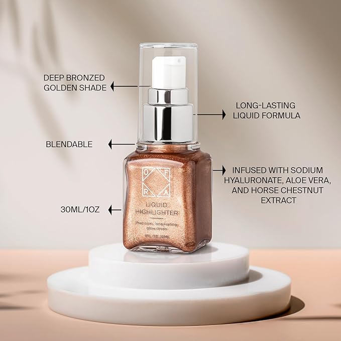 Ofra Star Lit Liquid Highlighter - Holiday | Radiant Liquid Highlighter for a Luminous Glow | Long-Lasting, Blendable, and Buildable Formula | 30mL 1oz