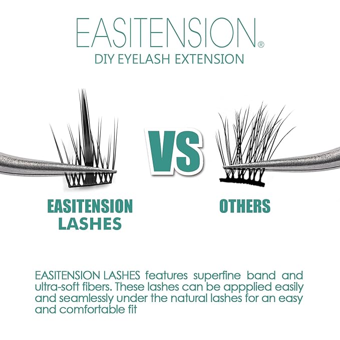 DIY Eyelash Extension, 3D Effect Glue Bonded Band Individual Lash 48 Clusters Volume Lashes Set, Home Eyelash Extension, C curl Lashes Pack 14MM-Spikes-48 Clusters