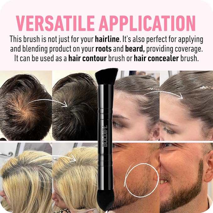 BOLDIFY Dual-Ended Hairline Powder Brush - Precision Makeup Brush Set with Sponge Tip for Seamless Blending - Ideal as a Concealer Brush, Hair Contour Brush, and Root Touch Up