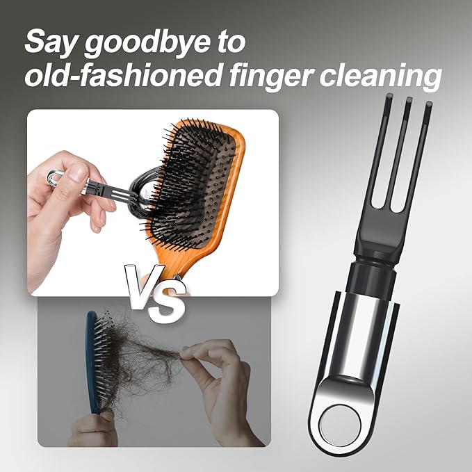 Hair Brush Comb Cleaning Tool Comb,2-in-1 Hair Brush Cleaner Tool, Portable Remover Rake for Removing Hair Dust, Home and Salon Use(White)