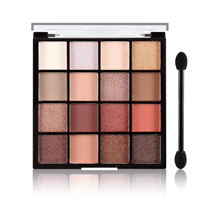 Boobeen Colorful Eyeshadow Palette Makeup-16 Colors, Matte and Glitter Eyeshadow, Bright Eye Shadow Palettes, Blendable, Easy to Build Dramatic Glamour Looks