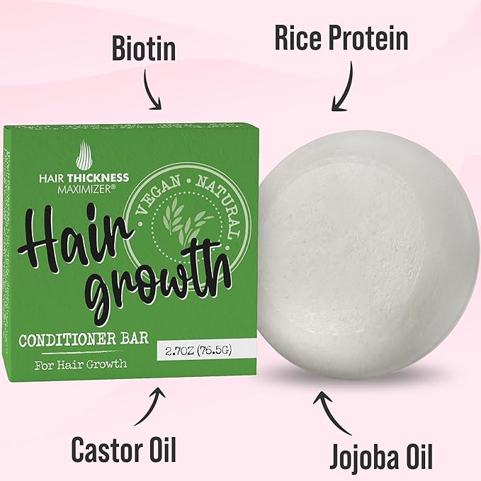 Conditioner Bar for Hair Growth. Eco Friendly, Vegan, Color Safe, pH Balanced. Solid Conditioner Bar Equal To 3 Liquid Bottles. Zero Plastic, USA Made, Strengthening & Dry Hair Relief