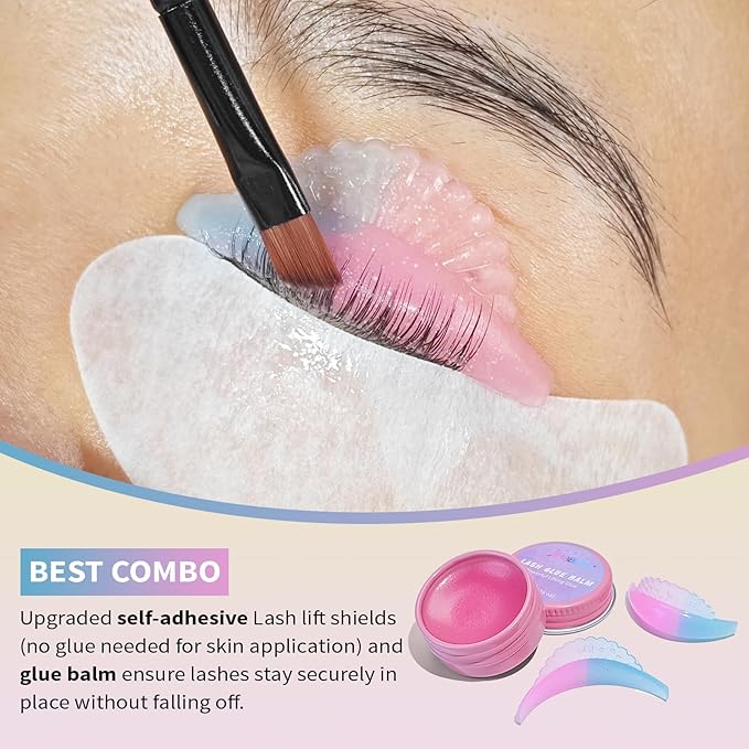 Lash Lift and Brow Lamination Kit, 2-in-1 Eyelash & Eyebrow Perm Set with Glue Balm, 4-6 Weeks Curl, Easy Application for Beginner and Salon