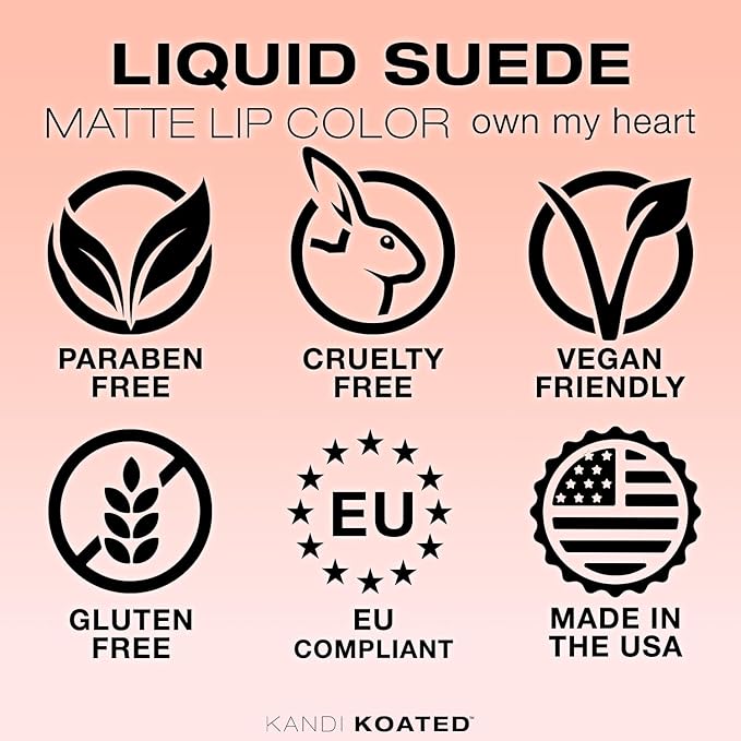 Kandi Koated Liquid Suede Lipstick [Own My Heart] Liquid Matte Lip Color | Intense Color Options, Non-Sticky, Paraben-Free, Cruelty-Free | Beauty & Makeup