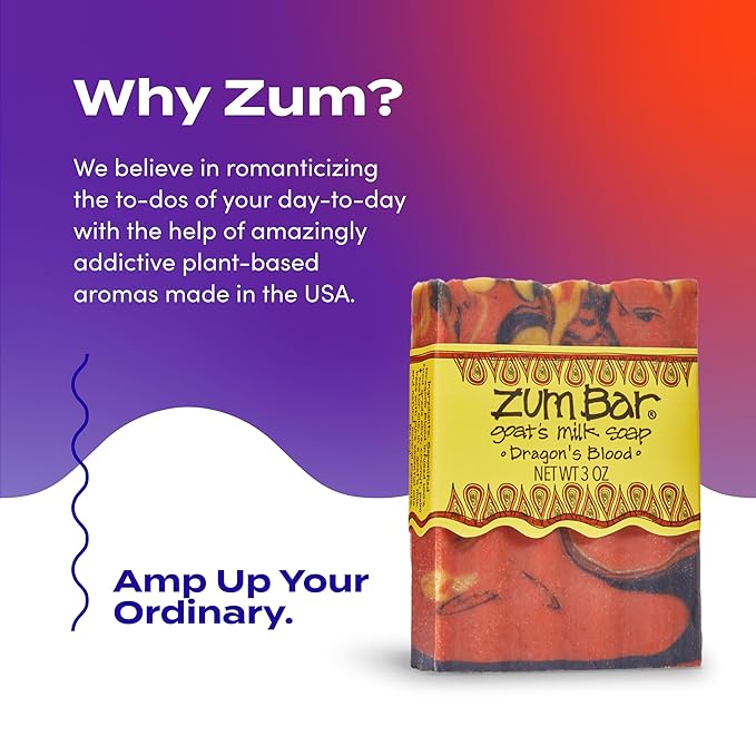 Zum Indigo Wild Goat's Milk Soap Bar - Bar Soap for Hands & Body Made with Essential Oils - 3 oz - Dragon's Blood (6 Pack)