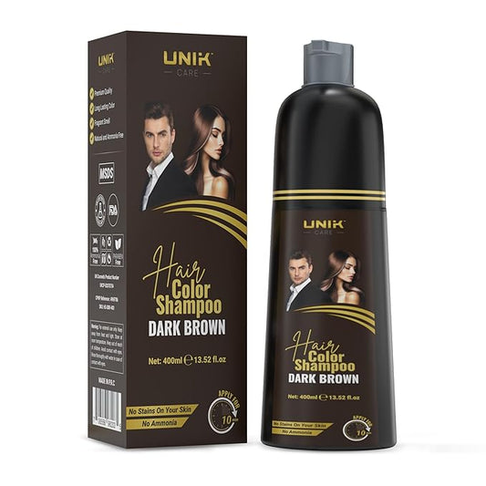Dark Brown Hair Dye Shampoo 400ml – 3 in 1 Natural Color Shampoo for Gray Hair – Ammonia-Free Hair Dye for Women & Men – Long-Lasting Instant Natural Brown Coverage