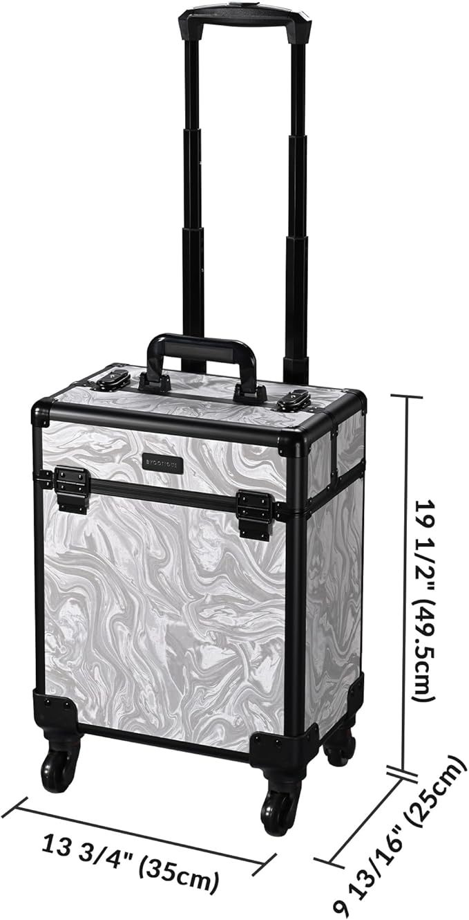 BYOOTIQUE Rolling Makeup Cart on Wheels Hairdressing Brush Bags Hair Tool Travel Suitcase For Nail Bar Studio Cosmetology Beautician Hairstylist Barbershop,CoyoteButtes Graystone