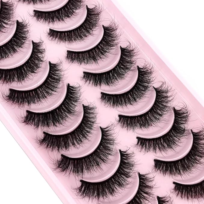 HBZGTLAD New 10 Pairs 3D Mink Lashes False Eyelashes Handmade Wispy Fluffy Long Lashes Natural Eye Makeup Tools Eye Lashes(FA-11)