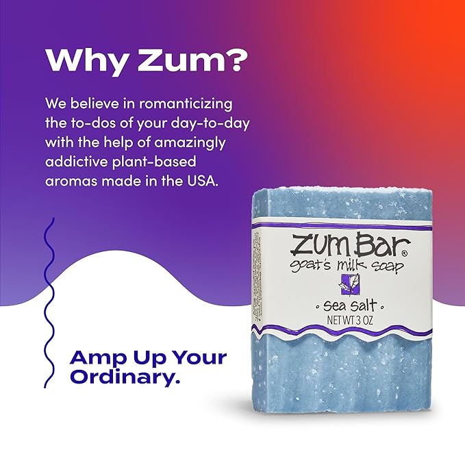 Zum Indigo Wild Goat's Milk Soap Bar - Bar Soap for Hands & Body Made with Essential Oils - 3 oz - Sea Salt (6 Pack)