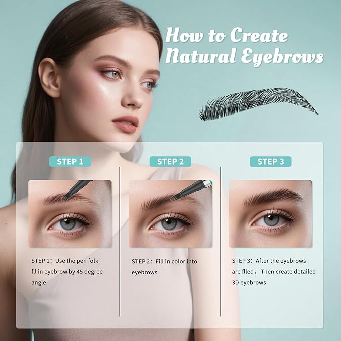 Eyebrow Pen - Eyebrow Pencil, Microblading Eyebrow Pencil Long Lasting Waterproof Hair-Like Brow Pencil with Eyebrow Brush Eyebrow Pencils for Women (black)