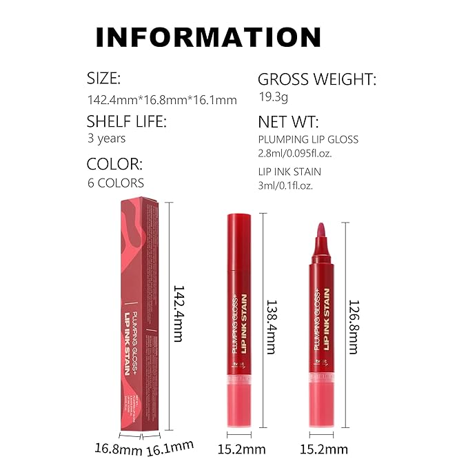 Orange Red Dual-Ended Liquid Watercolor Lip Liner & Hydrating Tinted Lip Oil, Highly Pigmented Long Lasting Lip marker pen, Smudge Proof Natural Finish, Precise Chisel Tip Marker 02#