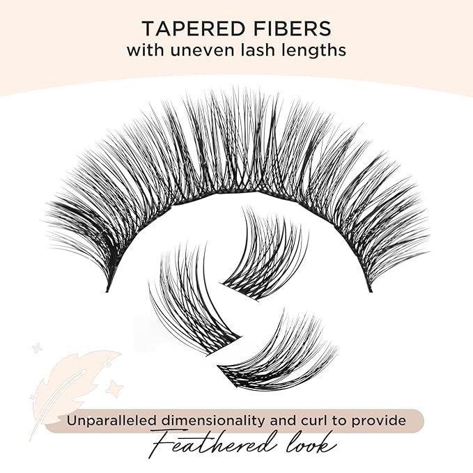 Lashes Clusters Natural Look 144Pcs Wispy Lashes Reusable Super Thin Band & Soft Individual Volume Faux Mink Lashes(703C)