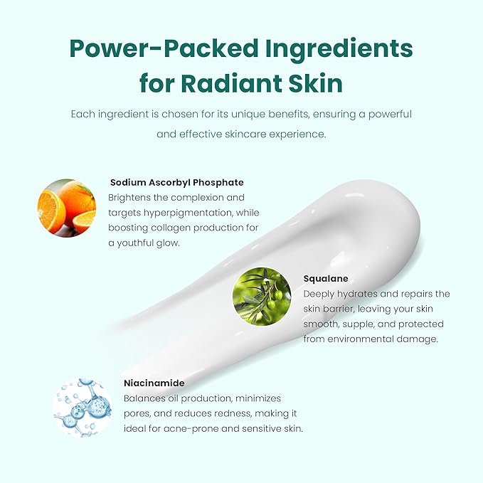 Gin Amber Beauty - Vitamin C (10%) + Squalane Repair Cream - Face Moisturizer - Facial Cream- Dark Spot Corrector - Primer - (30ml - 3-Packs)