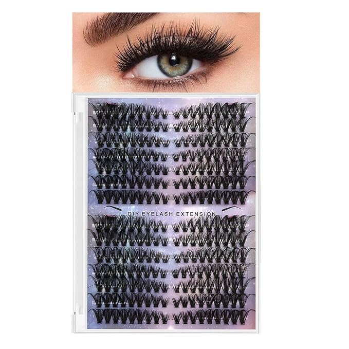 DIY Lash Clusters Kit Lash Extension Kit, 252pcs, 9-16mm, D Curl, Natural Volume Lash Extensions Wispy Eyelash Clusters Individual Lashes Kit Faux Mink Fiber, 2#Black