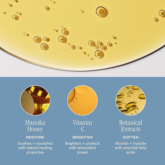 SKINN Luminous Golden Lip Oil - Support Collagen Production, Smooth Lines & Soothe Dry Cracked Lips - Hydrating Lip Gloss & Oils Improves Elasticity, Texture & Luminosity - Vitamin C & Manuka Honey