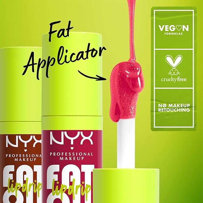 NYX PROFESSIONAL MAKEUP Fat Oil Lip Drip, Moisturizing Lip Oil Gloss, Vegan Tinted Formula, Up to 12 HR Hydration - That's Chic (Deep Berry)
