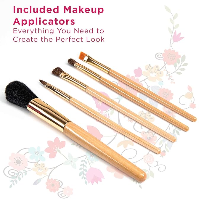 Vokai Makeup Kit Gift Set - Leopard Print Travel Case 24 Eye Shadows 4 Lip Glosses 2 Blushes 5 Brushes 1 Eye Liner Pencil - Case with Carrying Handle