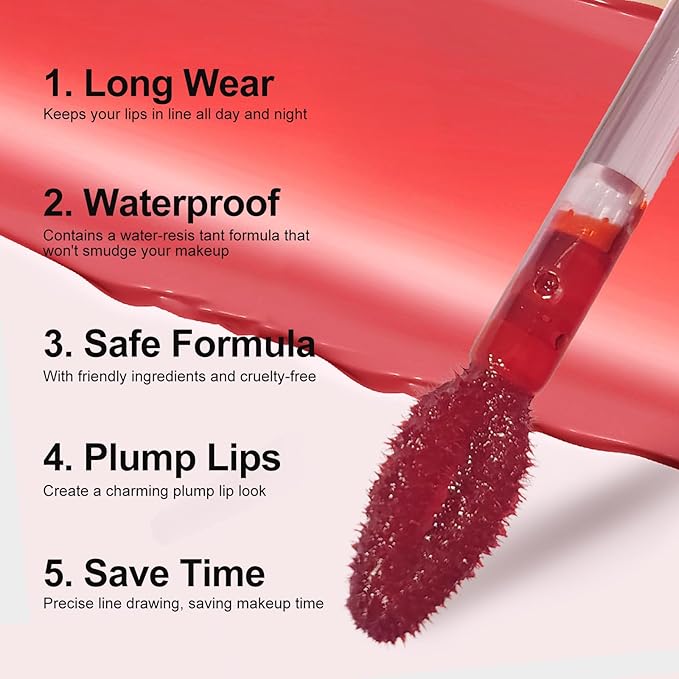 Lip Stain Peel Off - Long Wear Tattoo Lip Liner, Waterproof & Transfer-proof Peel Off Lip Stain with Matte Finish, Lip Tint For All Skin Types (Cocoa, 1 Count(Pack of 1))