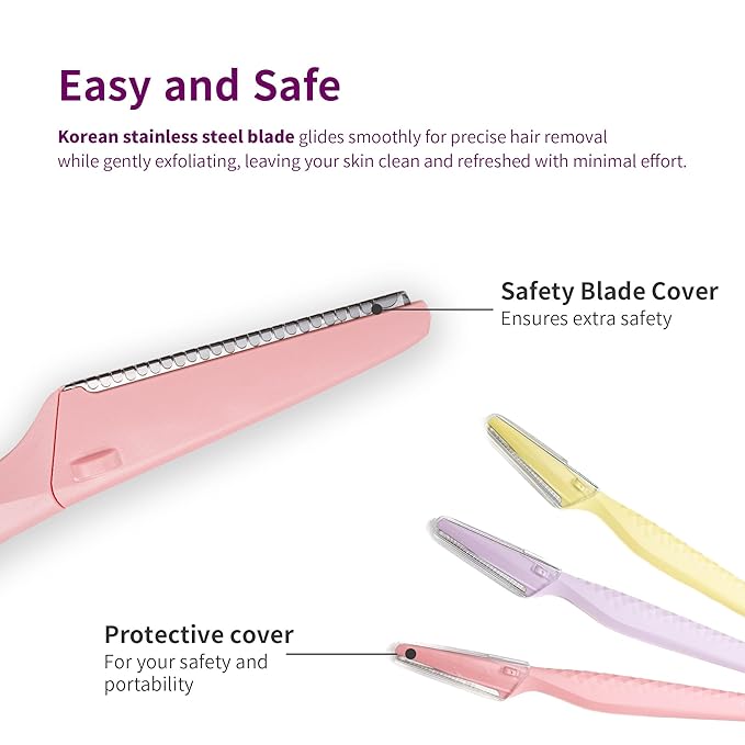 Tinkle Everglow Dermaplane Razor (12 ct - 4 packs of 3ct), Eyebrow Razor & Face Razors for Women, Peach Fuzz Remover, Dermaplaning Tool, Stainless Steel Blades, Stocking Stuffers